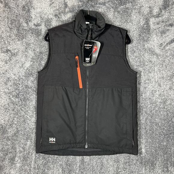 Helly Hansen Utility Vest Mens Small Black PrimaLoft Workwear Insulated Full Zip